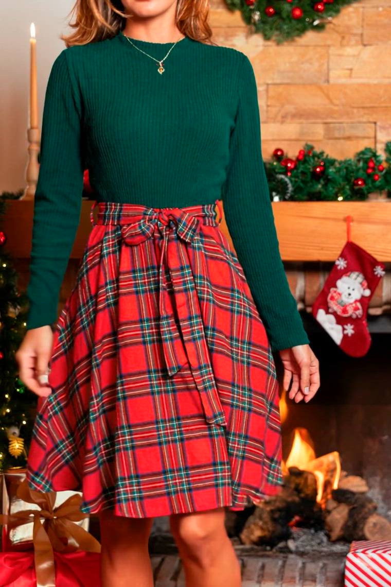 Cozy Cheer Plaid Mini Dress